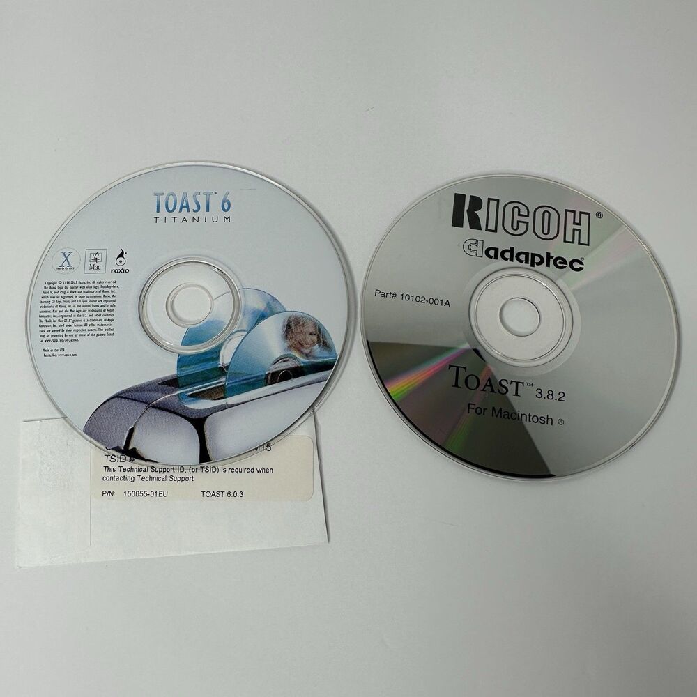 Roxio Toast 6 Titanium Software DVD for Mac OS X with Product Key + Toast 3.8.2